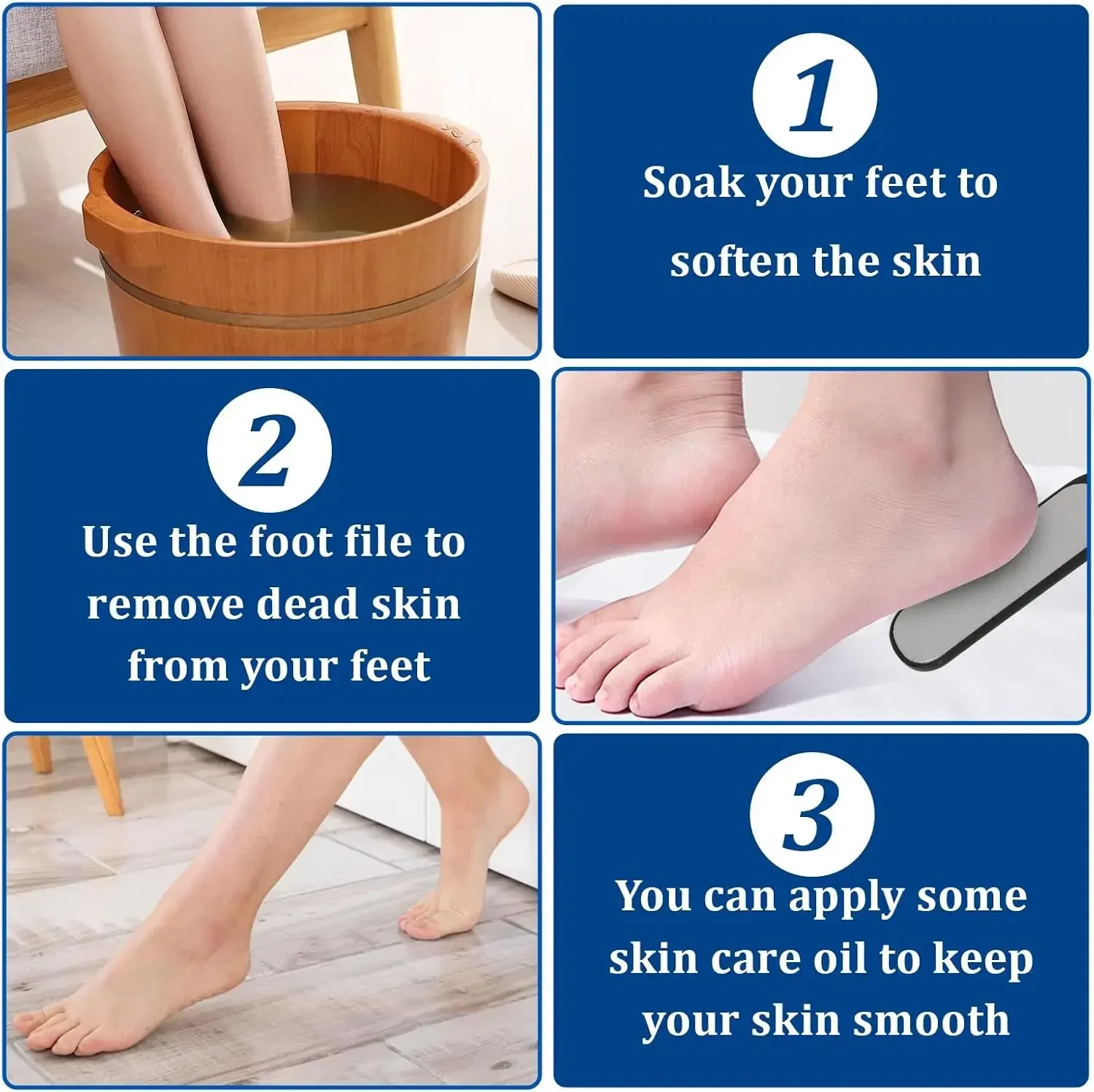 1 قطعة الفولاذ المقاوم للصدأ ملف القدم على الوجهين القدم عرموش الكالس مزيل المهنية أدوات باديكير مقشر القدم مزيل الجلد الميت #5