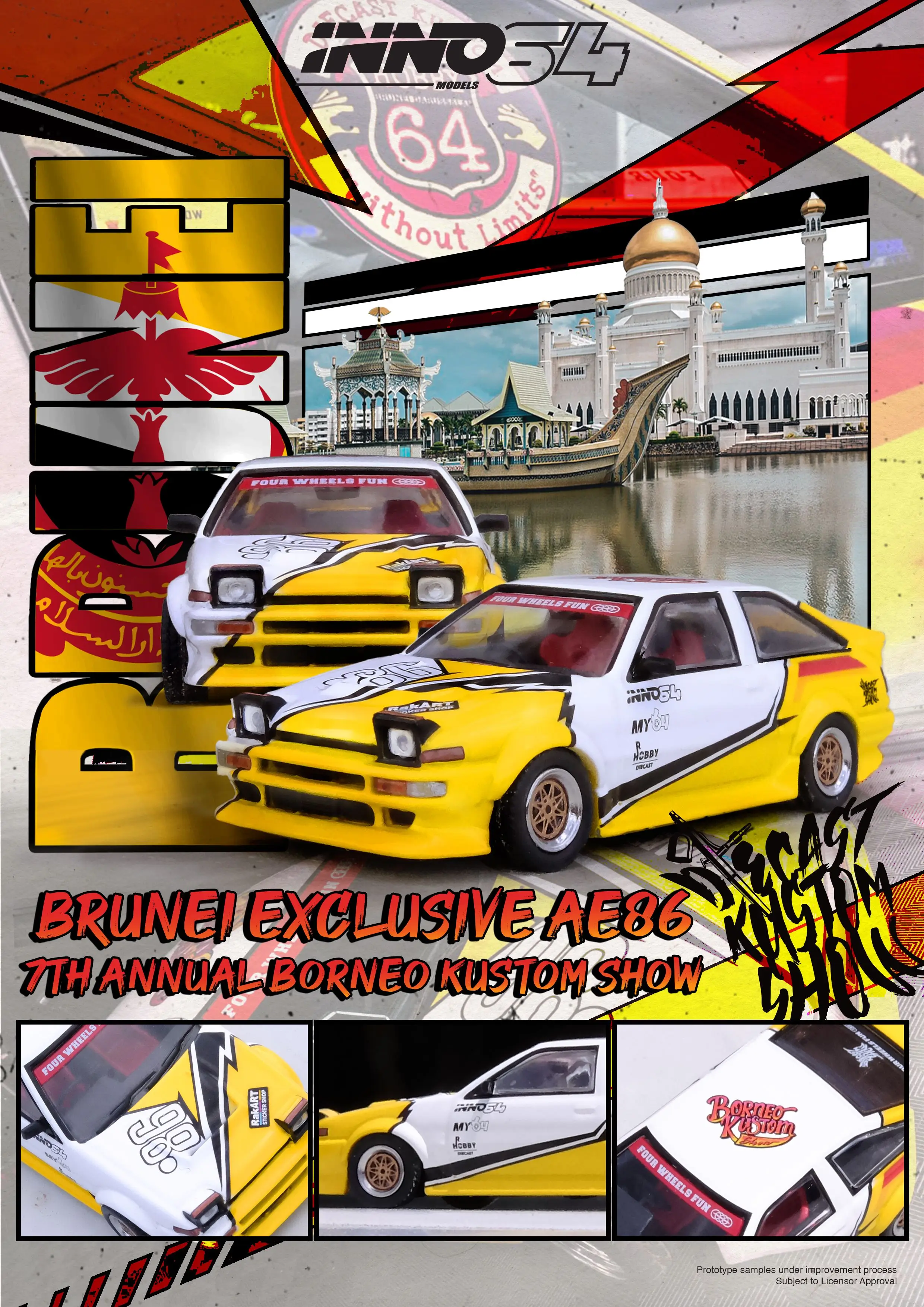 Spot INNO 1:64 Toyota AE86 2024 Brunei إصدار محدود، مجموعة نماذج سيارة مصنوعة من خليط معدني #1