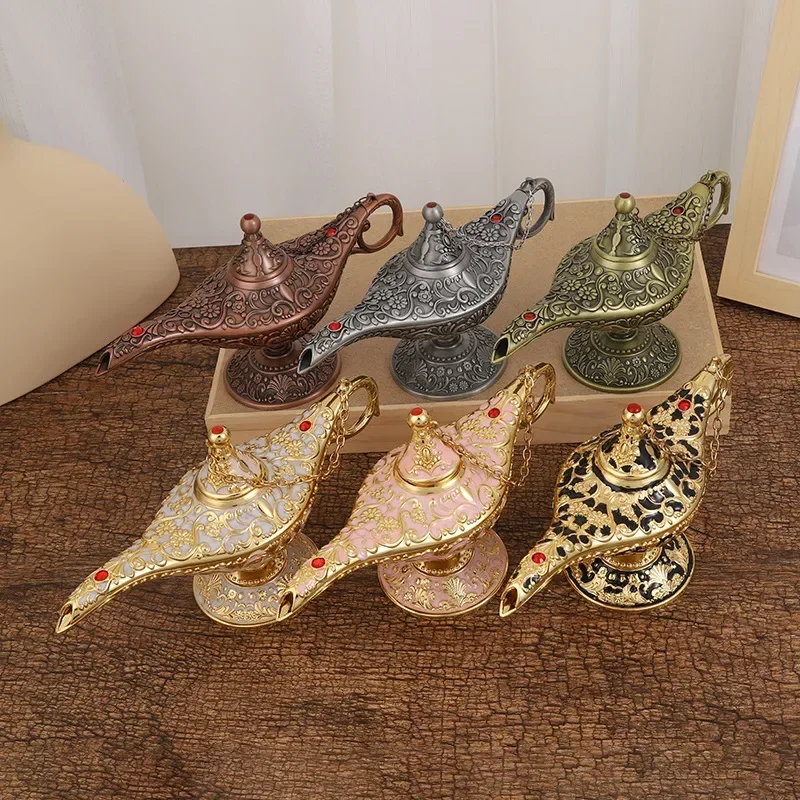 Aladdin Magic Lamp European Classical Ornament Wishing Magic Lamp Metal Home Decoration Housewarming Gift Living Room Decoration