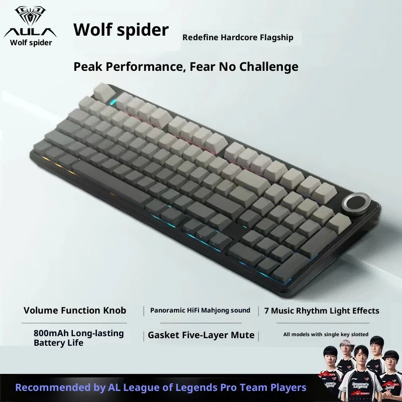 

Горячая Aula Tarantula F99pro, индивидуальная механическая клавиатура, трехрежимная беспроводная игра, киберспорт, прямая трансляция, специальные офисные подарки