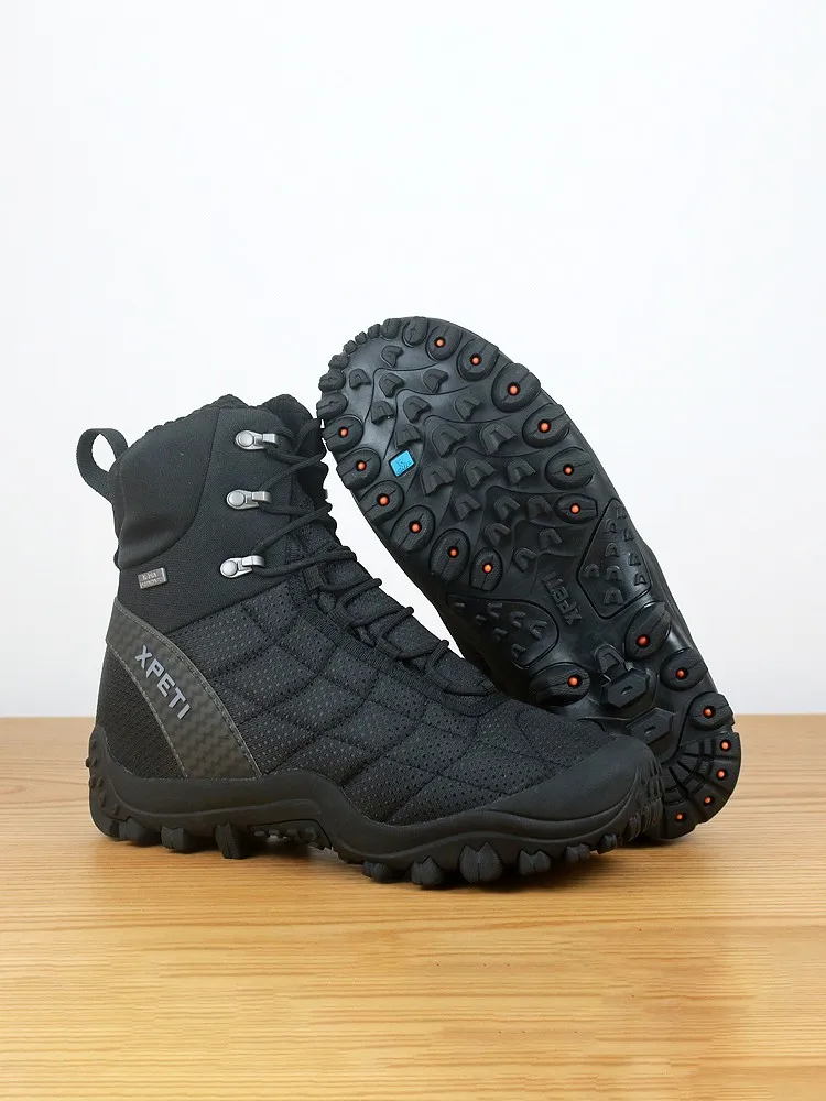 

Winter Waterproof Fce Lined High Top Snow Boots Cotton oes Anti Slip Outdoor Mountain Climbing Hiking oes for Men