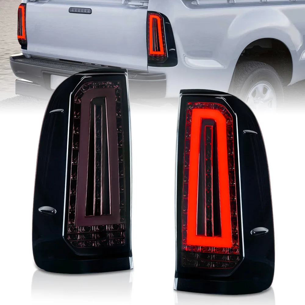 1SET Smoke Left/Right Led Tail Light Rear Lights Brake Turn Signal Lamp For Toyota Hilux Vigo 2005-2014 Taillight  Running Light