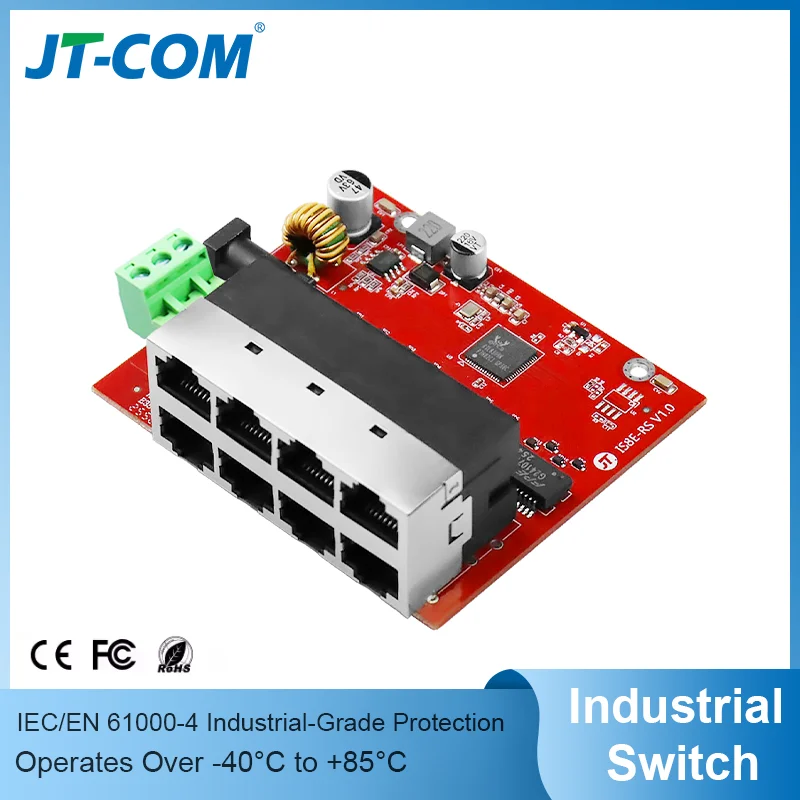 

8*100Mbps RJ45 ports Industrial Ethernet Switch PCBA with 9-57VDC surge/EMC For smart cities and smart transportation