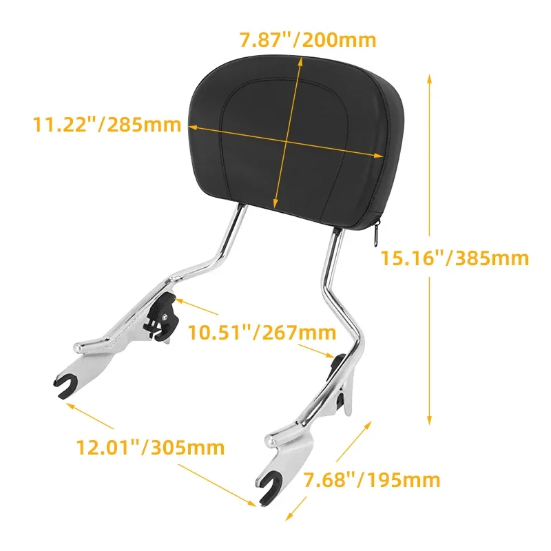 Detachable Motorcycle Rear Passenger Backrest Sissy Bars For Harley Road King CVO Street Glide Road Glide Special 2009-2023