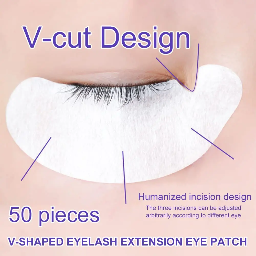 50 Paar Wimpernverlängerungs-Papierflicken, fusselfrei, unter den Augenpads, gepfropfte Augenaufkleber, Hydrogel-Wimpern-Patch, Make-up-Tools