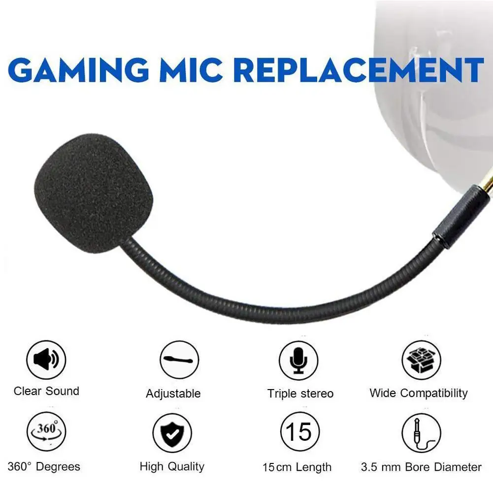 3.5mm Replacement Gaming Headset Microphone Noise Reduction Microphone Gaming Headset Bendable Microphone Accessories