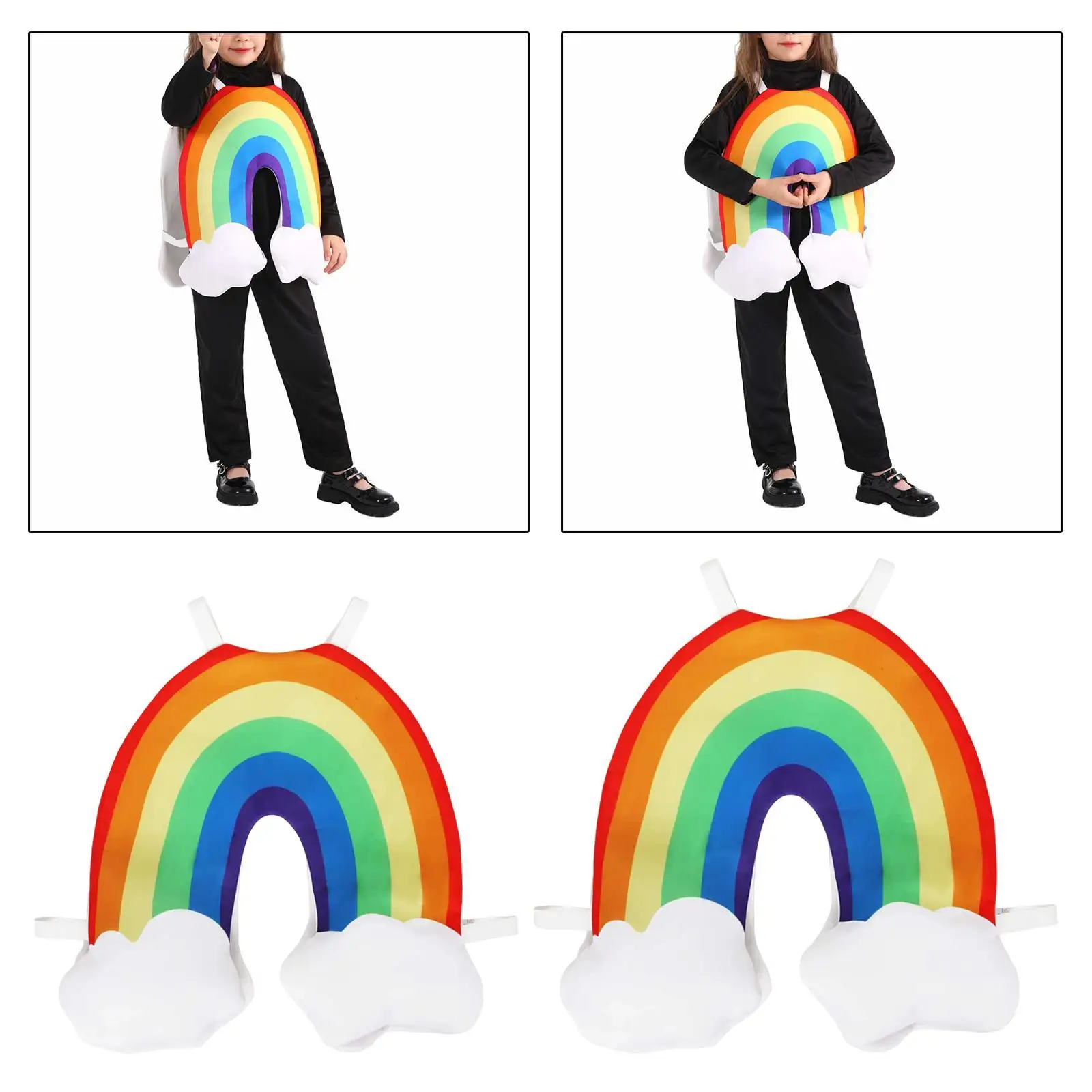 Kids Rainbow Cosplay Costume Easy to Wear Lightweight Dressing up for Carnivals