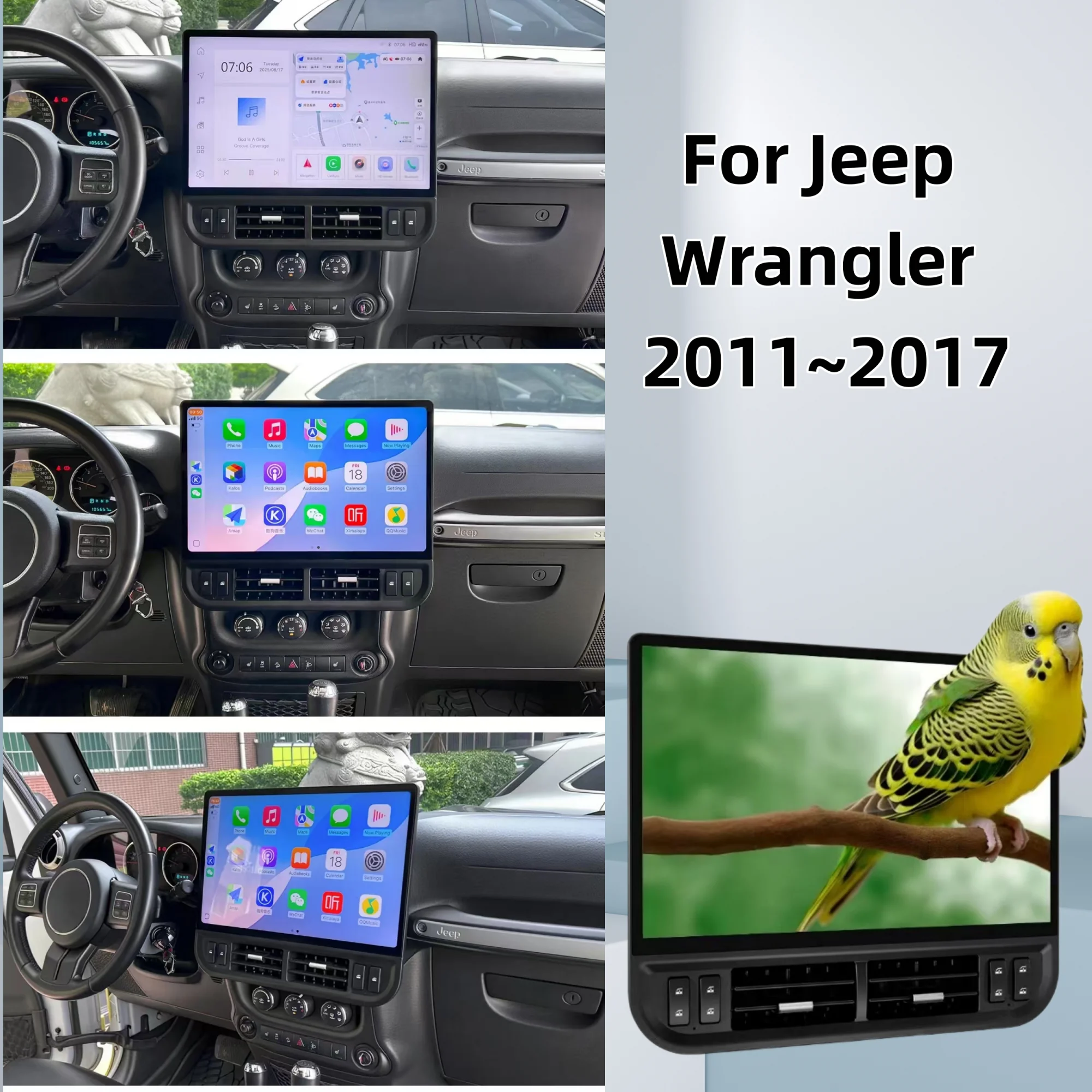 

16,8-дюймовый смарт-экран Android 13 для Jeep Wrangler 2011-2017, автомобильная мультимедийная система с GPS-навигацией, автомагнитола, стерео-головное устройство