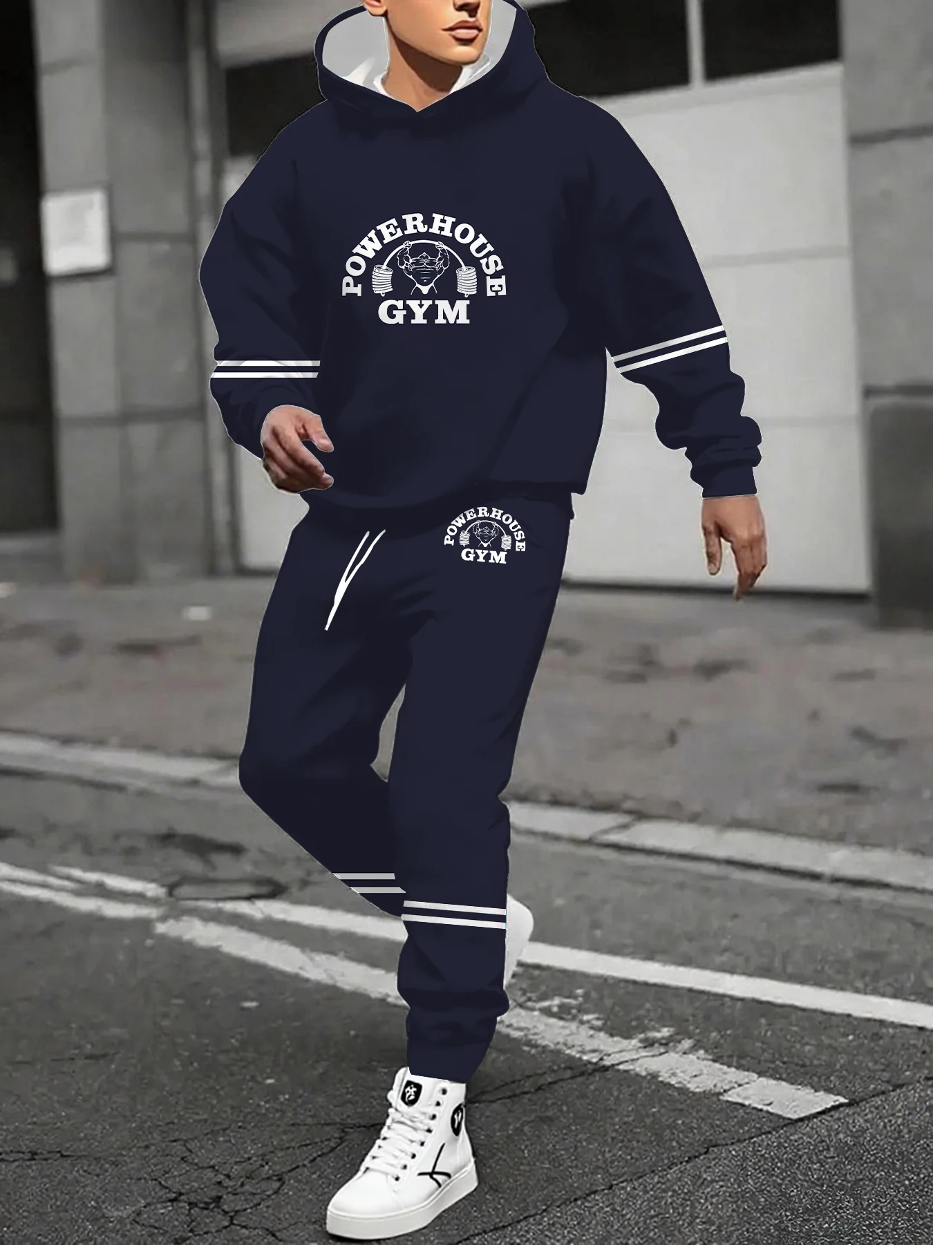 

Autumn and Winter Men Hoodie Set Men Sports and Leisure Hoodie Set PowerHorse Printed Pattern Set Quick Drying and Breathable