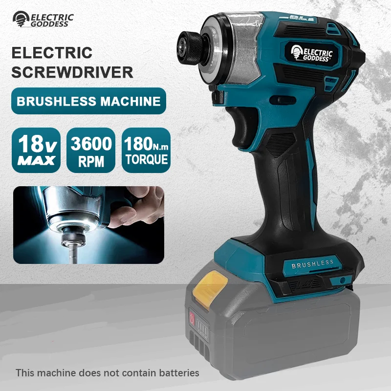 Electric Goddess DTD173 Brushless Cordless Electric Screwdriver 18V/180N.m High Power Tools For Makita 18v Battery Pin
