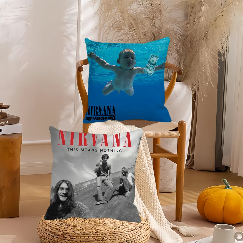 Band N-Nirvana-A Pillow Case Home Decoration Cushion Cover Suitable For Bedroom Car Office Sofa
