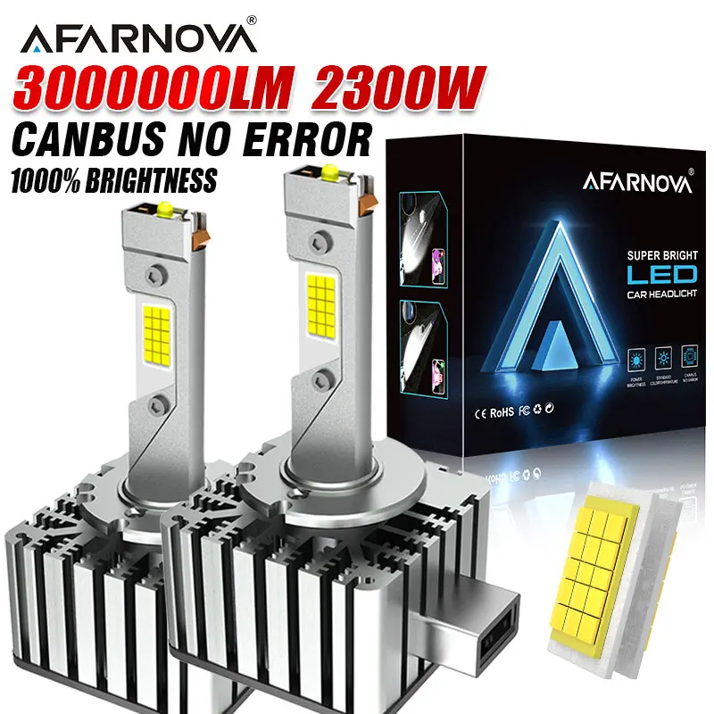

Светодиодная фара Canbus No Error D3S D1S D2S D4S D1R D2R D3R D4R 9488 CSP Автоматическое освещение 6000K 2300W 3000000LM Автомобильные лампы Plug And Play