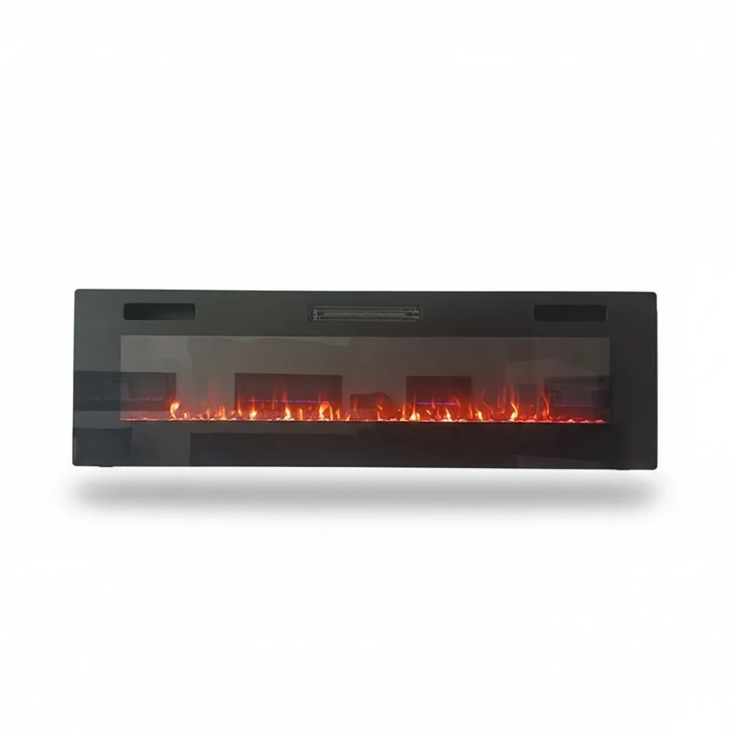 

Modern Electric Fireplace, Wooden Wall Mounted LED Flame Heater, Remote Control Indoor Decorative Fireplace, Heavy Duty