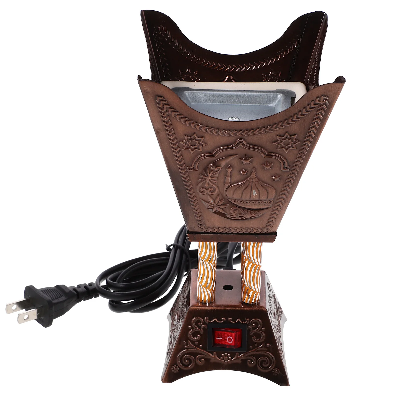 

Electric Incense Burner Iron Desktop Plug in Censer Arabian Style Home Decor Aroma Therapy Vintage Metal Burner for Living Room