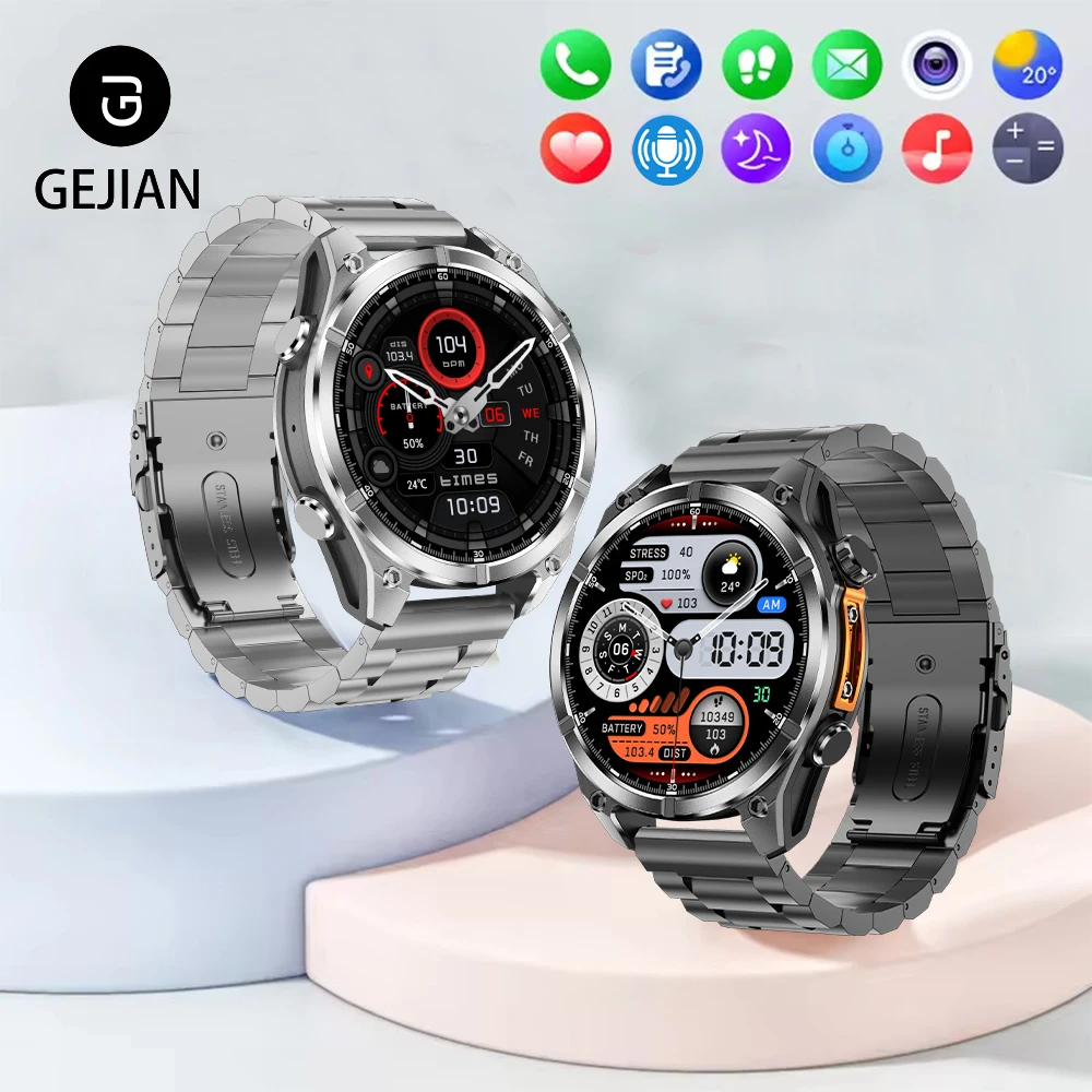 

Мужские умные часы GEJIAN, Bluetooth-вызов, 1,43 AMOLED, сенсорный экран, женский мониторинг здоровья, умные часы для занятий спортом на открытом воздухе