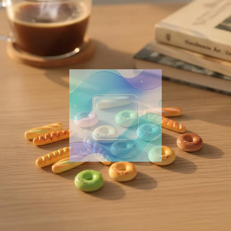 10Pcs Mini Food Resin Charms Realistic Baguette Donut Simulation Ornaments for Phone Case Decor Scrapbooking Supplies