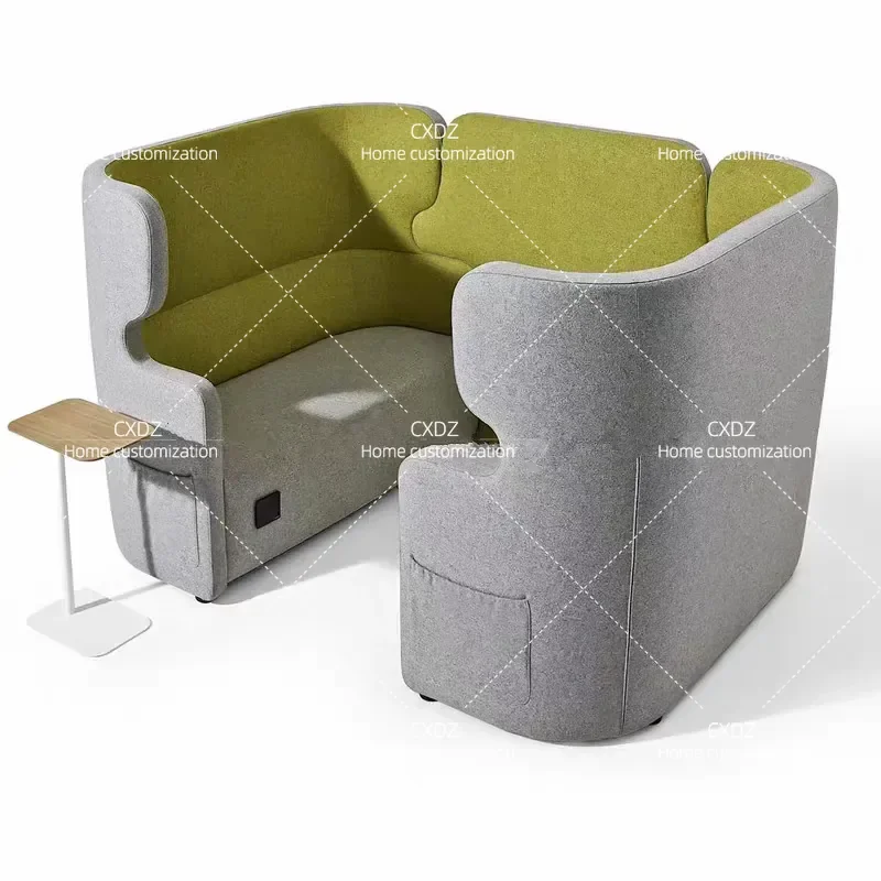 Modern High Back Double Sofa for Office Reception Business Negotiation Guest Seating Privacy Booth Leisure Area