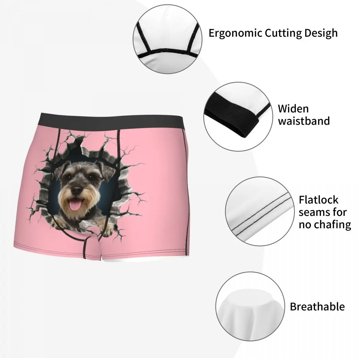Schnauzer جدار قواطع الرجال الملاكمين ملخصات للزوج هدية عيد الحب الكلب عاشق الملابس الداخلية الجدة ملخصات السروال