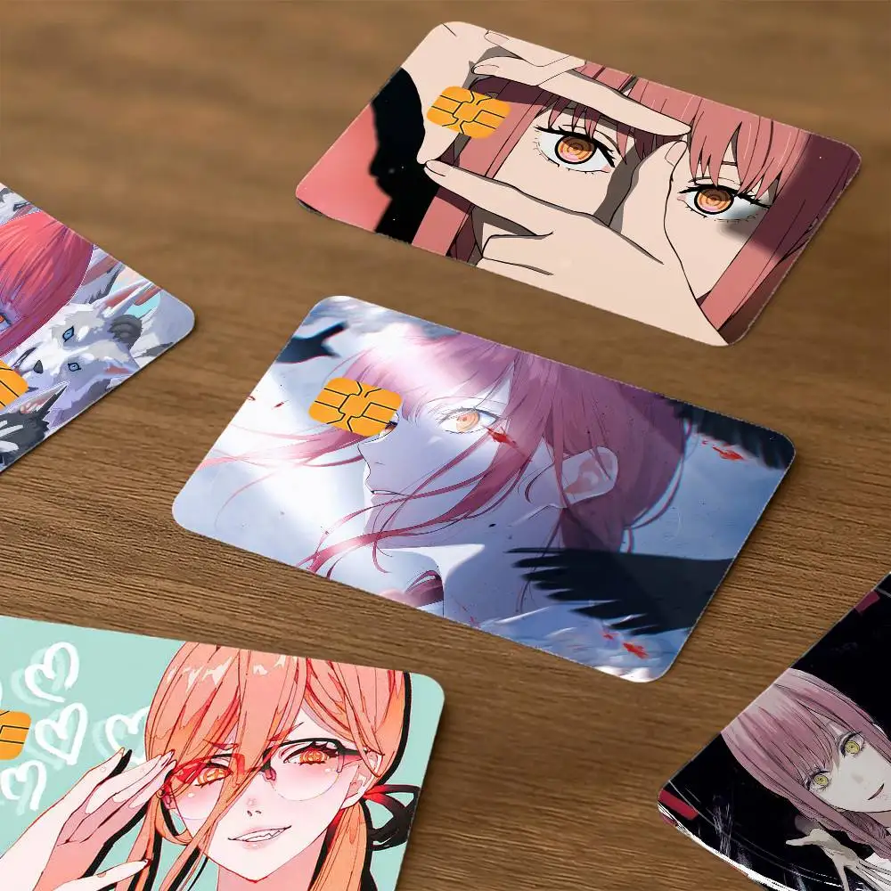 M-makima-a cute anime P-power Waterproof skin protector stickers for bank cards credit cards debit cards, public transport cards