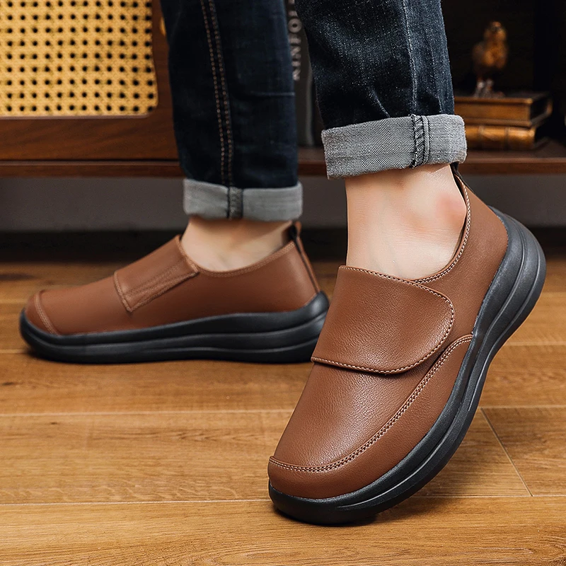 

Кожаные повседневные туфли для мужчин, кожаные мокасины для мужчин среднего и старшего возраста, размеры 48, 49, 50