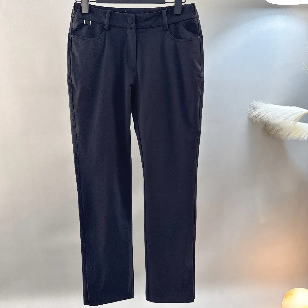 Women's Golf Straight Leg Pants 2026 Fall New Korean Style Stretch Versatile Casual Sporty Side Slit Cotton Blend Breathable UV