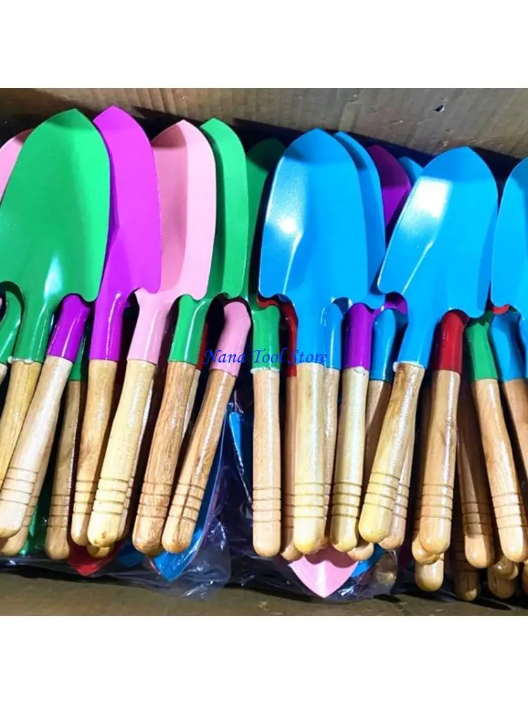 31GJ 10Pcs Professional Wooden Handle Reinforced Gardening Shovel Loose Soil Planting Easy Use Beach Shovel for Planting