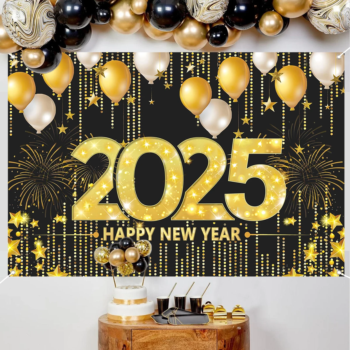 New Year Background Cloth Merry Christmas Decorations For Home 2024 Navidad Natal Noel Photograph Backdrop Happy New Year 2025