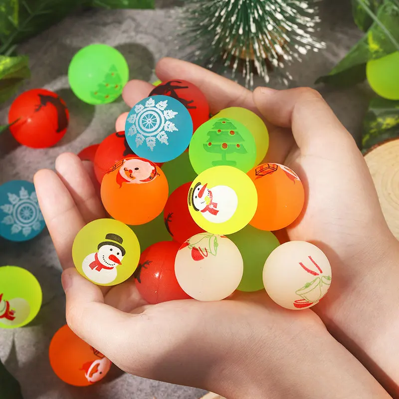 10Pcs 29mm Luminous Christmas Bouncy Ball Toys for Kids Birthday Party Favos Pinata Fillers Goody Bag Christmas Party Decoration