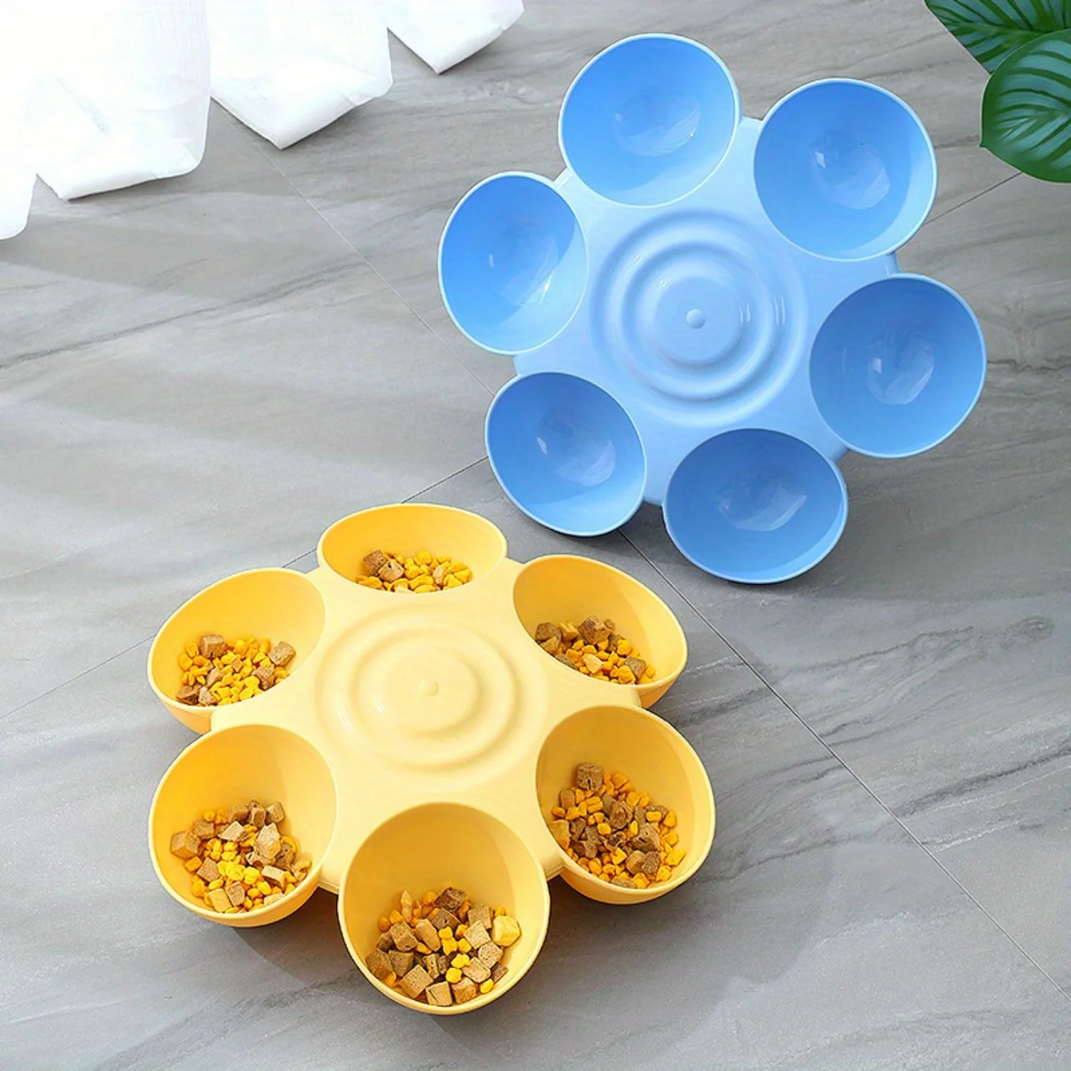 Design Cat 6-grid Bowls, Multi-Functional Tilted Cat Feeding And Drinking Bowls, Pet Supplies Cermatic cat bowl Cat water bowl