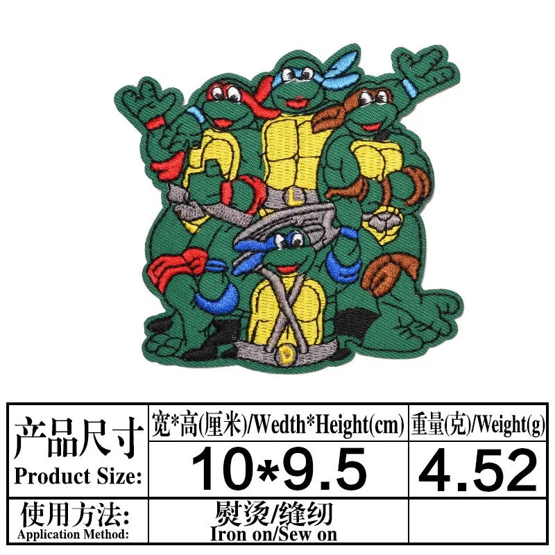 Teenage Mutant Ninja Turtles Anime Embroidered Patch on Clothes Pants Clothing Thermoadhesive Fusible Patches Accessories Decor