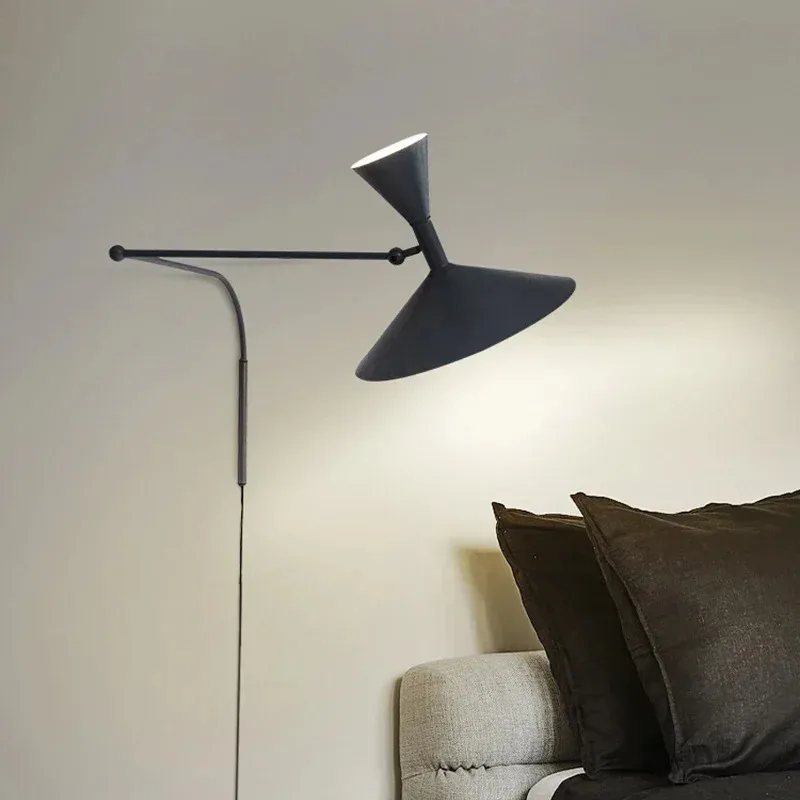 Retro Industrial Swing Arm Wall Sconce Modern Designer Metal Lamp for Living Room Bedroom Bedside Study Room Lighting Fixture