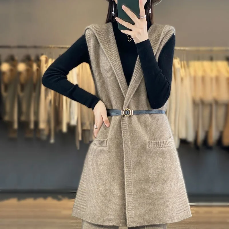 Korean Large Size 5XL Sleeveless Women Coat Spring Autumn Sweater Vest Female Jacket Medium Long Styles Waistcoat Lady Outwear