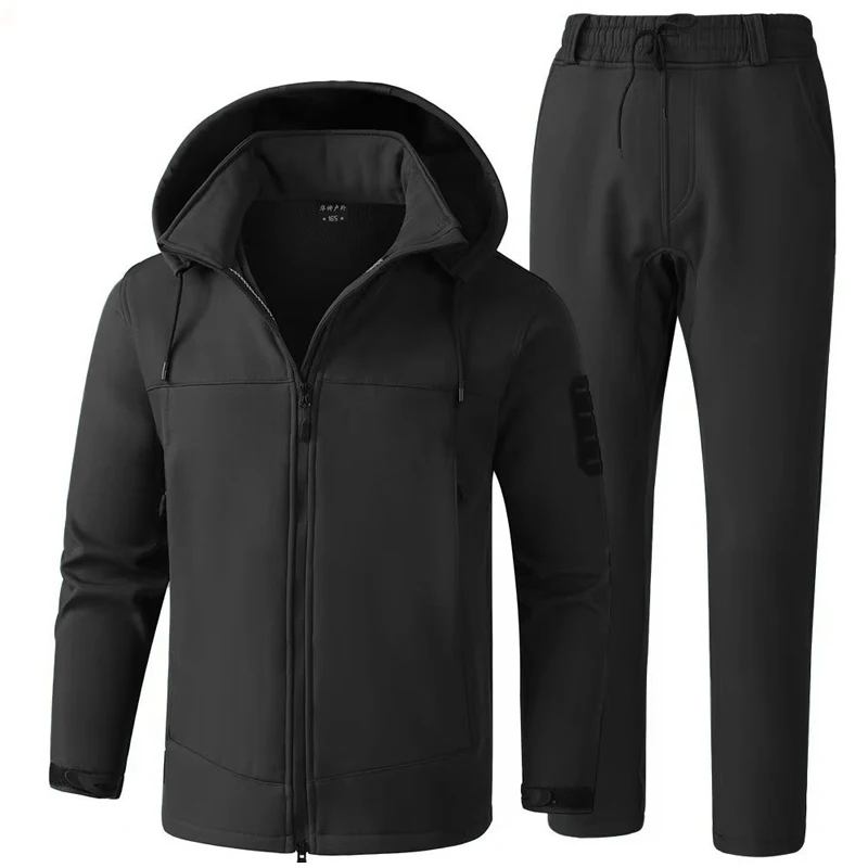 Winter Men Mountain Ski Warm Sets Men Soft Shell Thermal Windbreaker Work Suit Mens Warm Waterproof Sets Tracksuit Coats