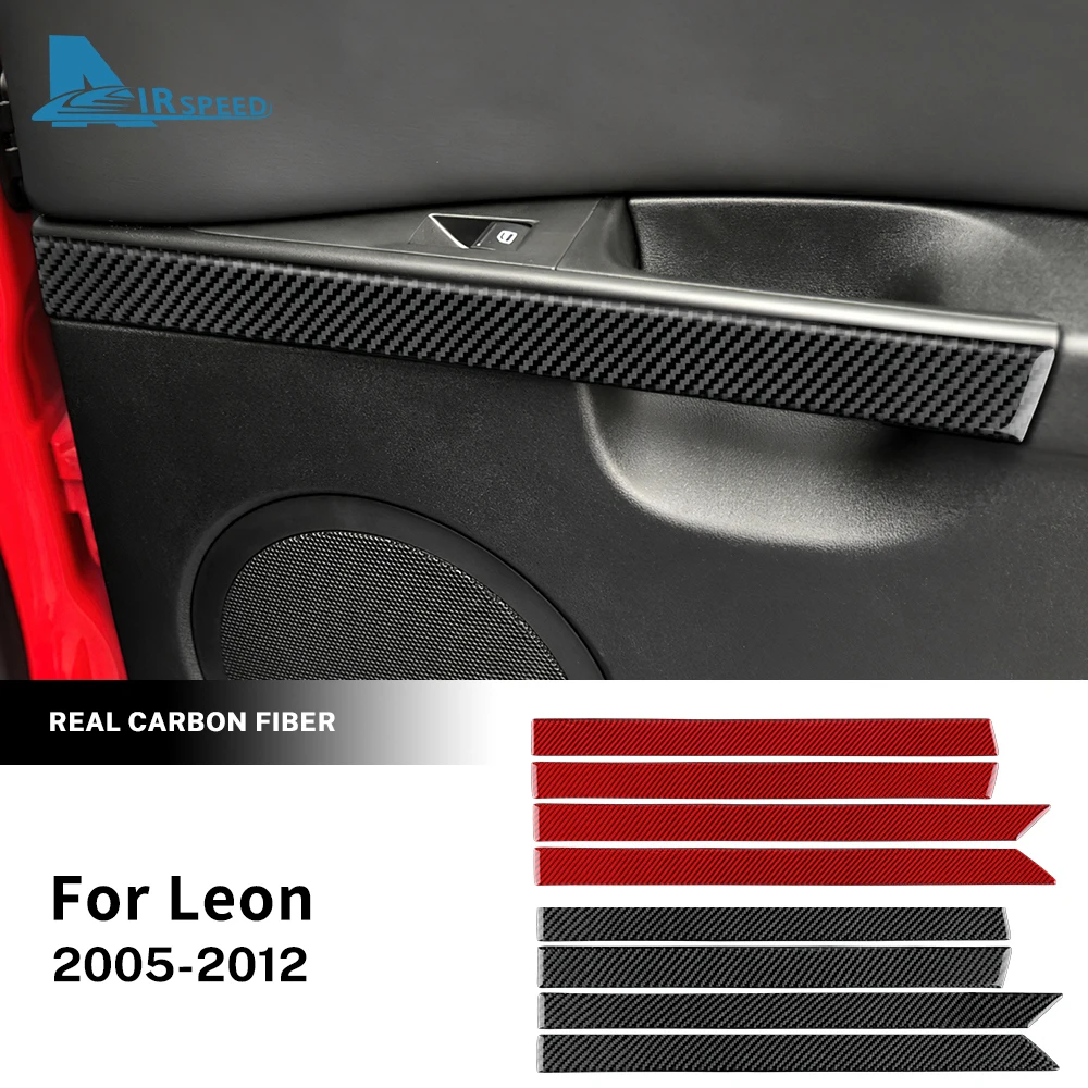 Real Soft Carbon Fiber Sticker For Seat Leon 2005 2006 2007 2008 2009 2010 2011 2012 LHD RHD Car Inner Door Panel Accessories