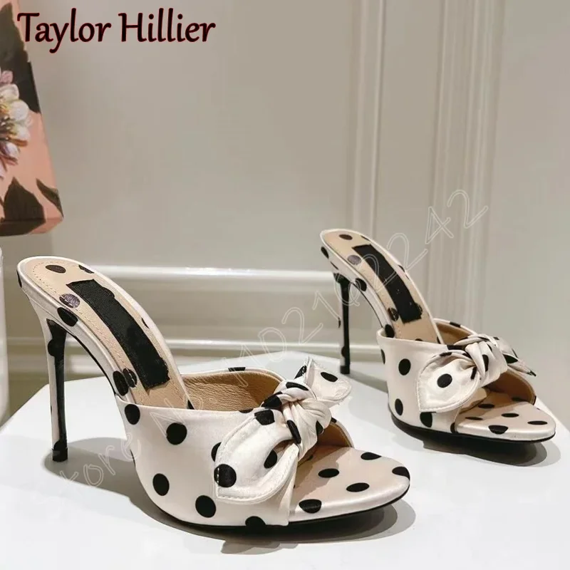 

Белые пятнистые тапочки на шпильке, туфли-лодочки с открытым носком и круглым носком, элегантные роскошные вечерние модельные тапочки, сандалии, новые летние гладиаторы 46