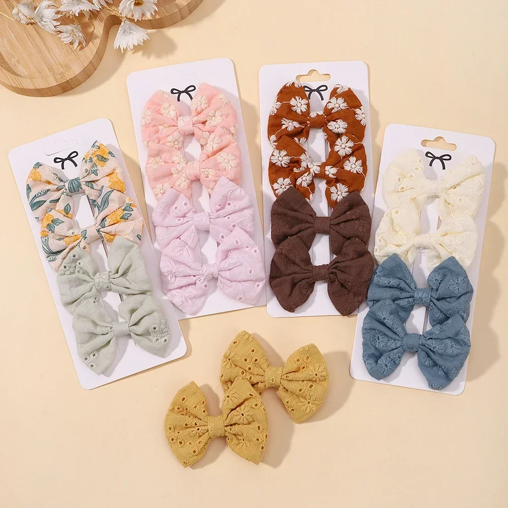 4Pcs Baby Sweet Cheer Bow Hair Clips Set Girls Print Hairpins Kids Lovely Hair Accessories Toddler Dress Hairgripe Headwear Gift