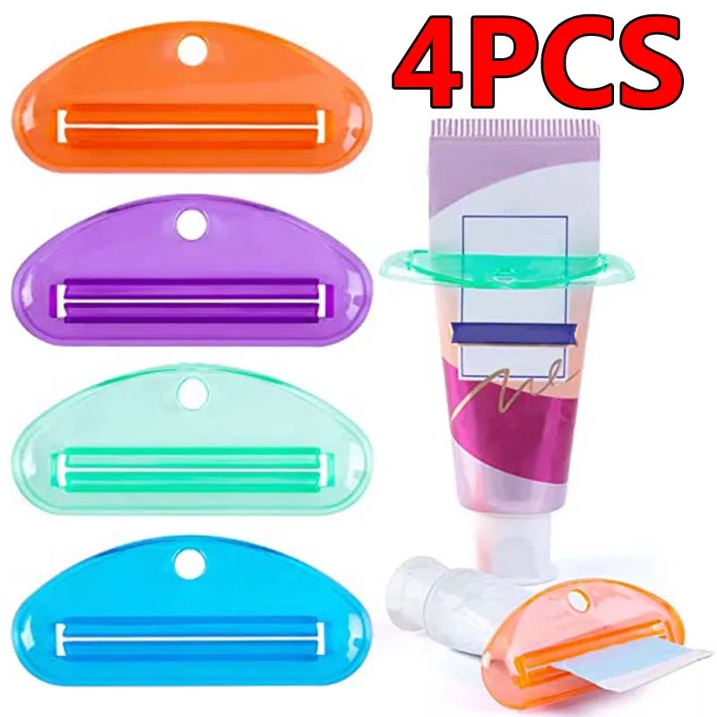 4Pcs Multifunctional Toothpaste Squeezer Manual Squeezers Toothpaste Tube Clips Facial Cleanser Dispenser Bathroom Accessories