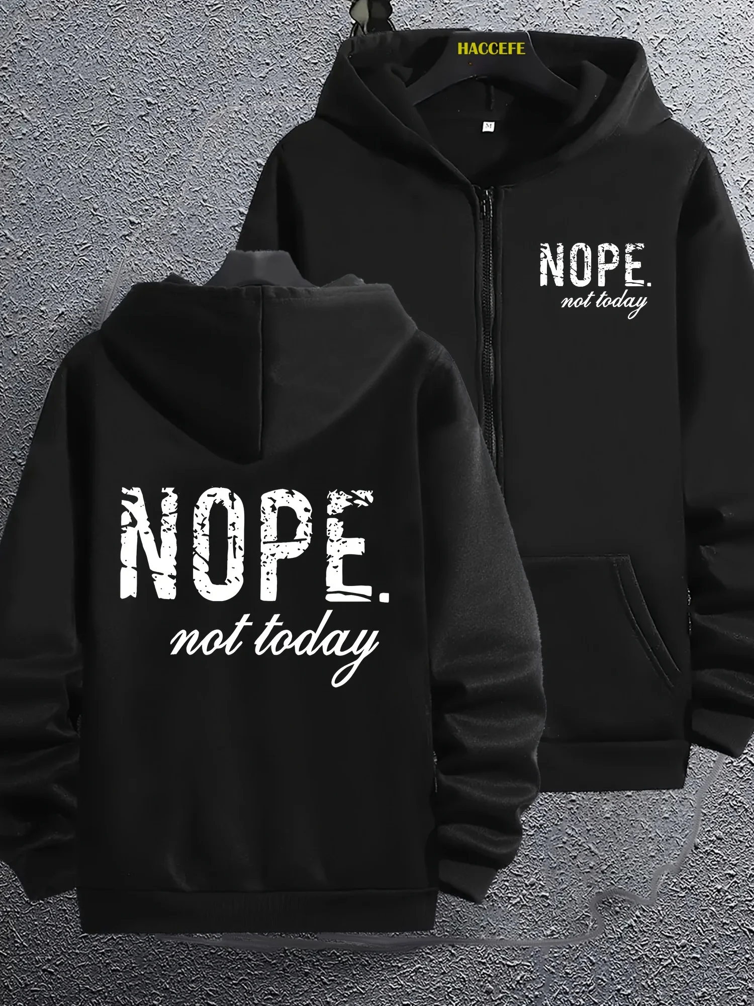 Streetwear Attitude Slogan Graphic Mens Zip Up Fleece Hoodies Warm Winter Casual Athletic Gym Sweatshirt Loose Workout