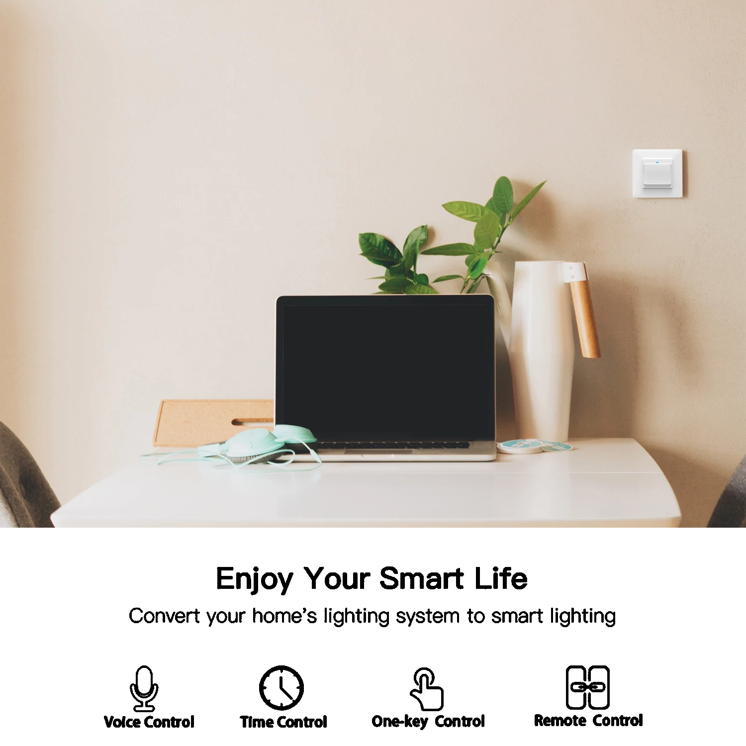 Interruptor de pared y enchufe inteligente con Wifi para el hogar, Pulsador y toma de corriente inteligente para control remoto, para Smart Life,