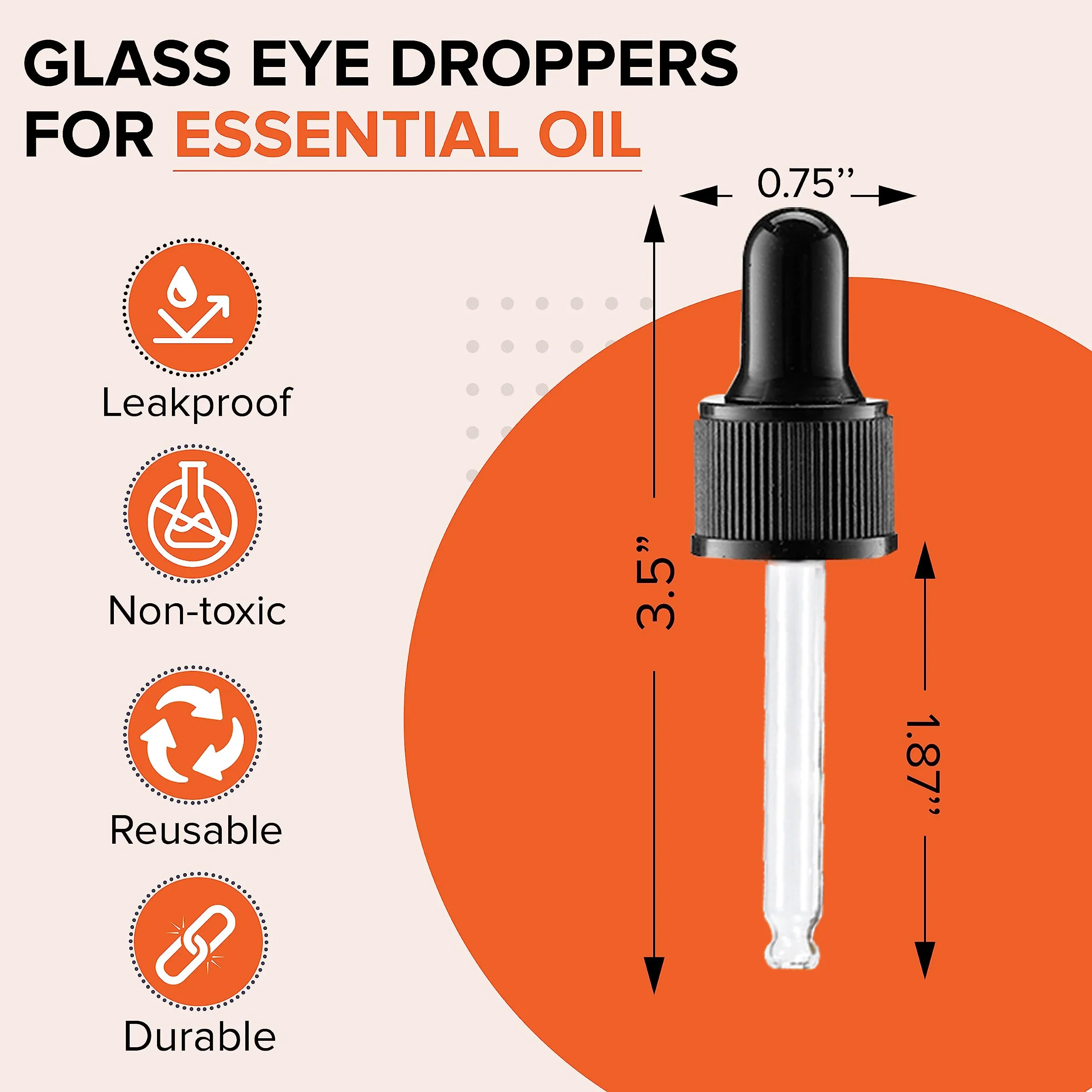 Herbal Extracts, Glass Dropper for Essential Oils,Homeopathic Remedies, Nail Polish Remover, 30 ml 8-pack
