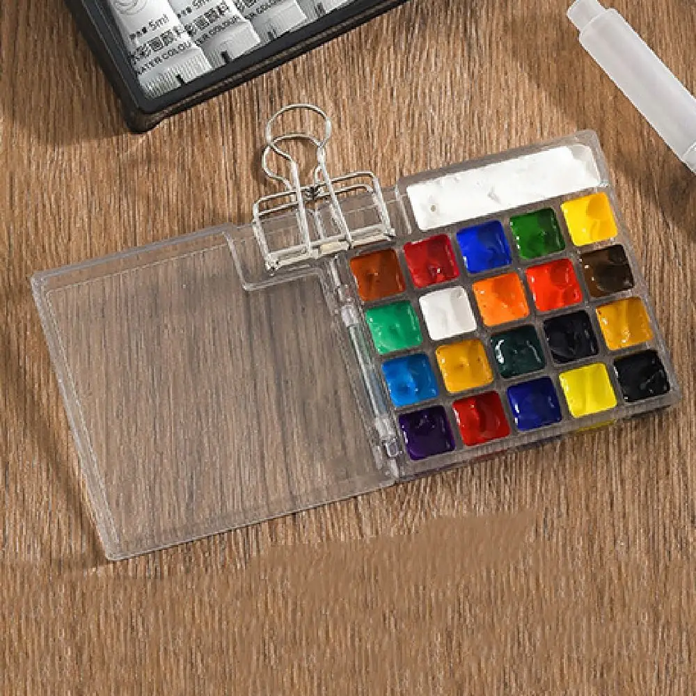 10/21 Grid Watercolor Paint Palette Mini Waterproof Travel Painting Tray with Clip Foldable Paint Pigment Box Artist