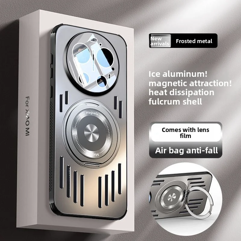 

For Xiaomi Mi 17 Ultra Case Hard Metal heat dissipation magnetic Ring Stand Protect back cover For Xiaomi Mi 17 15 14ultra Shell