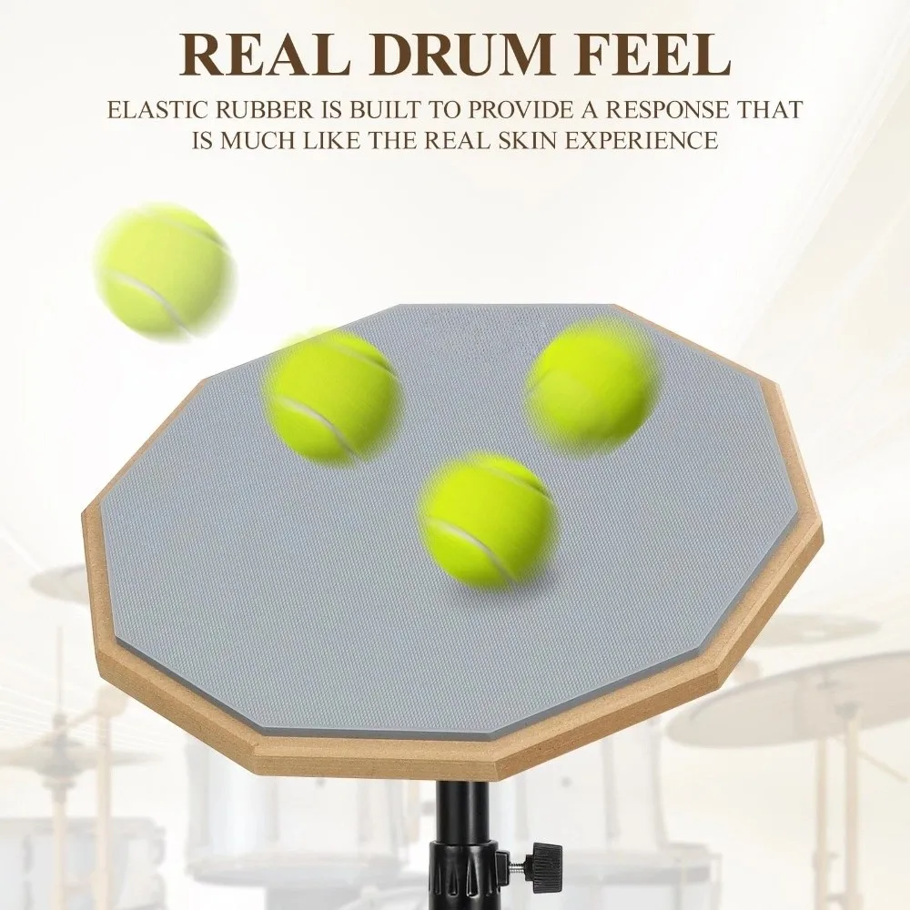 

High Quality 8In Drum Practice Pad Double Sided Silent Drum Pad Drum Stand Set Portable Adjustable Stand Dumb Drum Trainer
