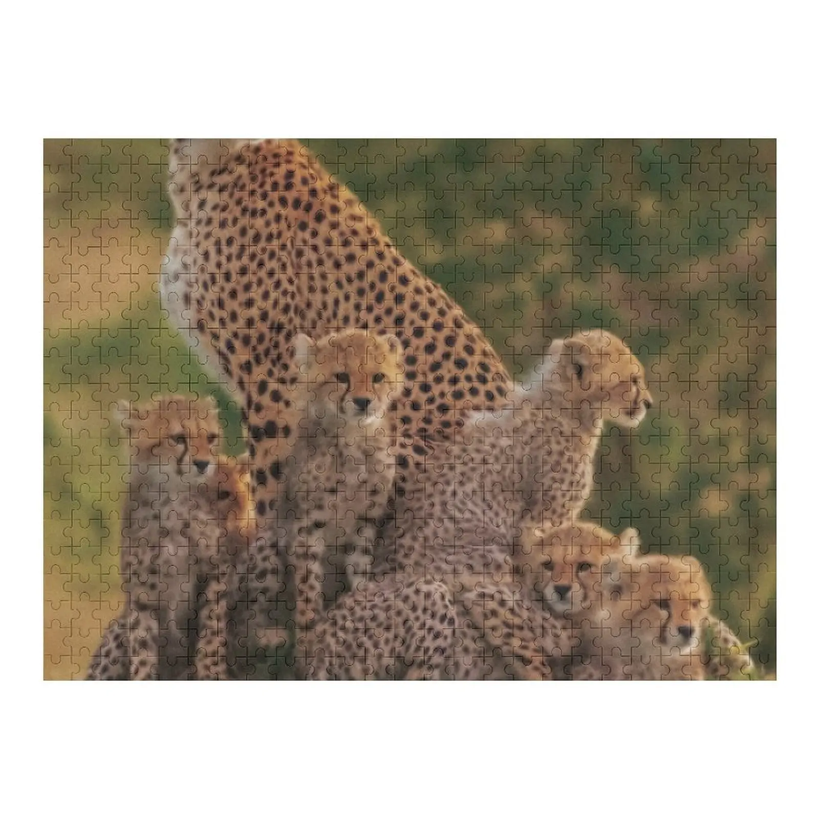 

Cheetah Mom And Babies Jigsaw Puzzle Wooden Compositions For Children Custom Jigsaw Puzzle