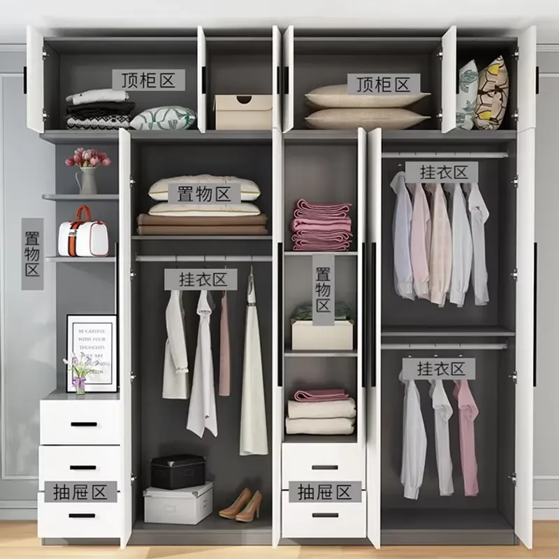 Customizable Home Bedroom Simple Storage Cabinet Children's Wardrobe in Particle Board for Rent Small Apartments Solid Wood