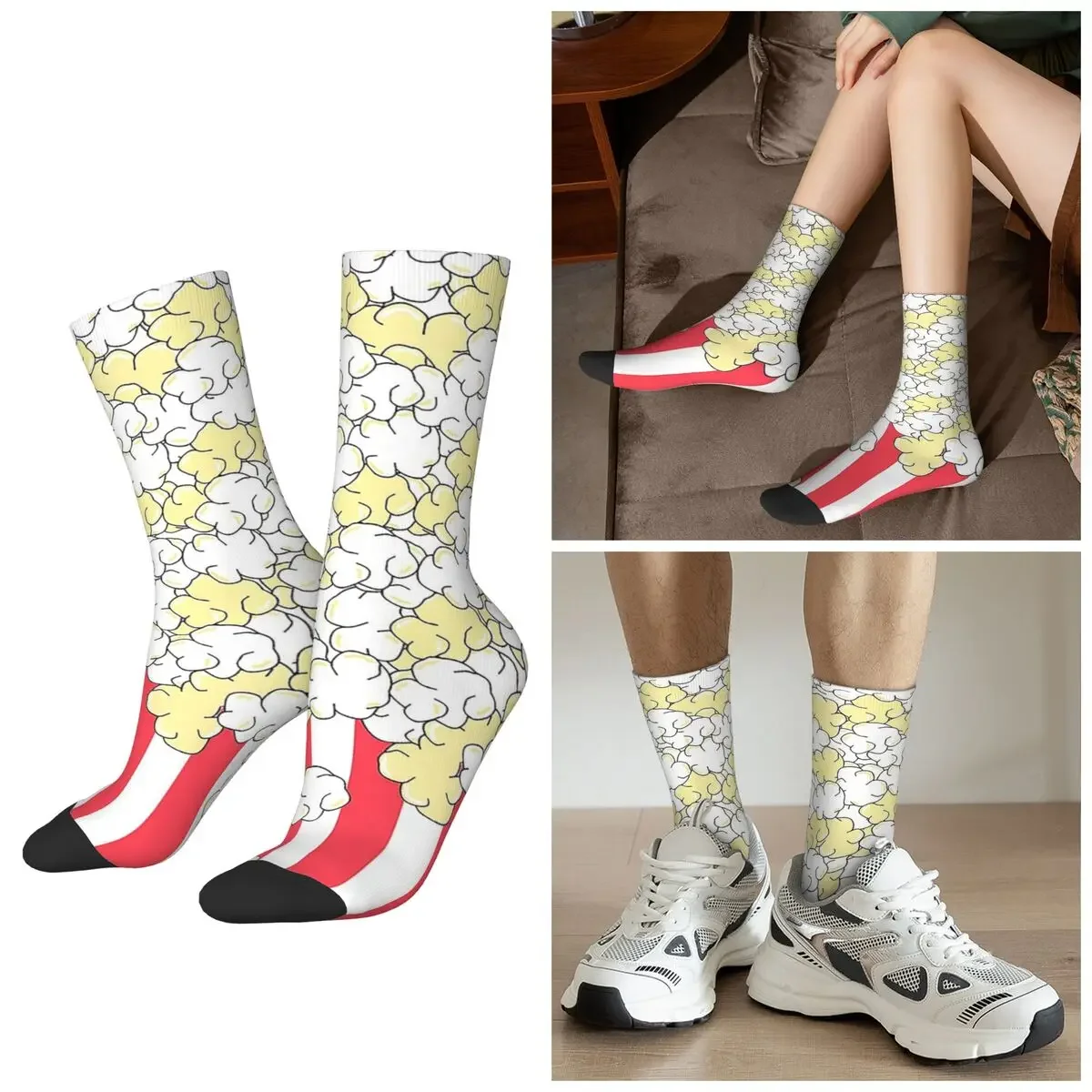 

All Seasons BUTTERED POPCORN Socks Harajuku Sport Middle Tube Socks Casual Stockings for Men Women Valentine's Day Gifts