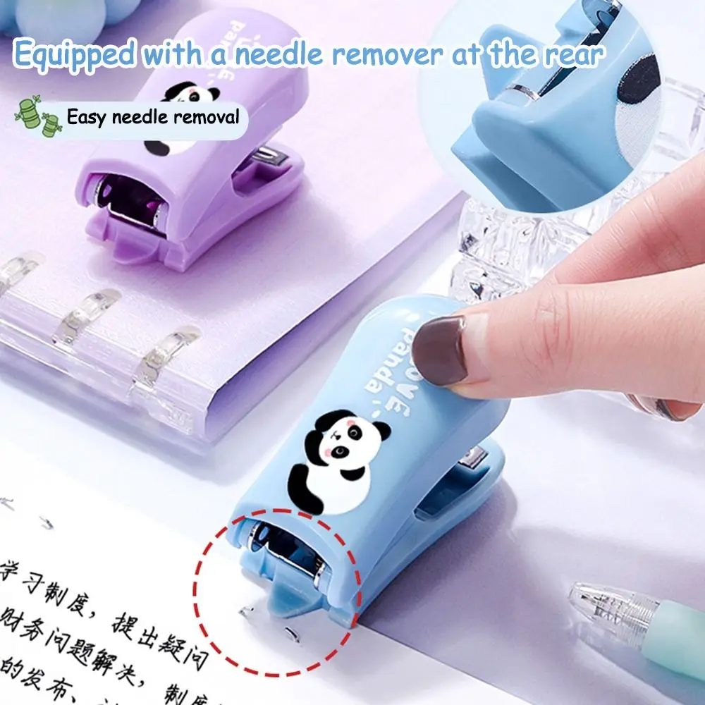 Portable Cartoon Panda Mini Stapler with Staples Multifunctional Paper Binder Binding Machine Office School