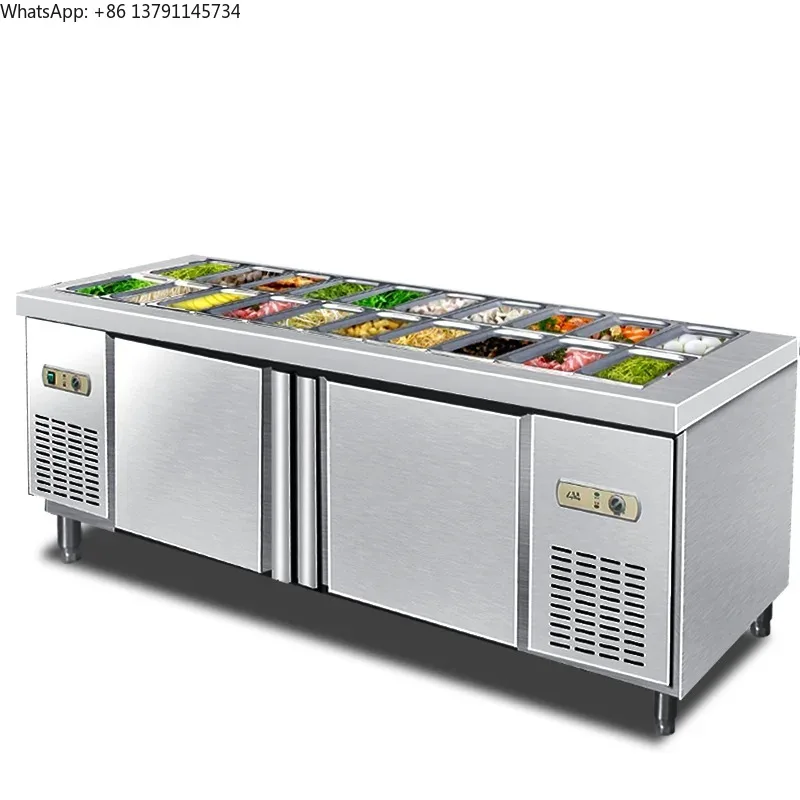 Commercial pizza Salad Fruit Display Table Top Preparation Counter Fridge Freezer Cold Salad Bar Chiller Refrigerator