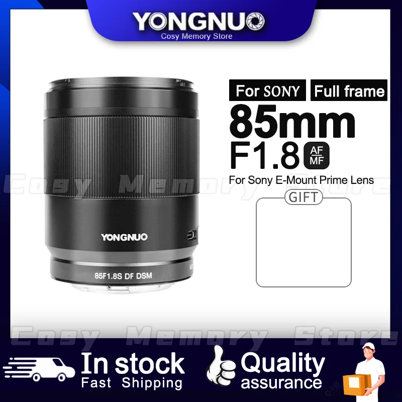 

Полнокадровый объектив YONGNUO 85F1.8S 85 мм, камера с автофокусом, объектив с большой диафрагмой для Sony E Mount A9 A7RII A7II A6600 A6500