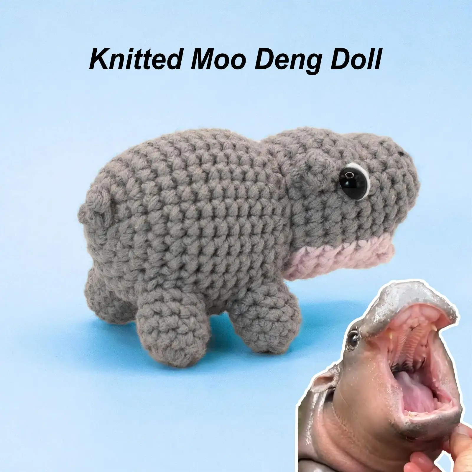 

Crochet Hippo Crochet Handbag Pendant Handmade Stuffed Keychain Charm Decoration For Kids Women Men Animal Lovers Schoolbag Car